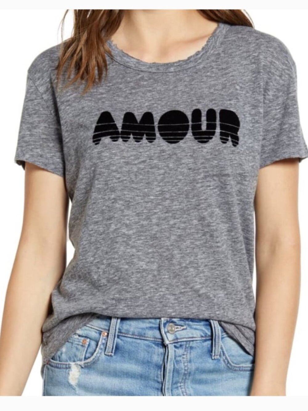Zadig & Voltaire Women's Heather Gray AMOUR Graphic Tee Size L